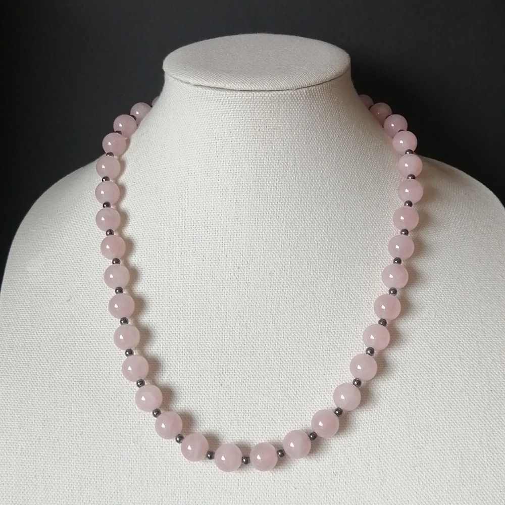 Vintage Milor Italy Long Pink Quartz 925 Sterling Silver Spacers Magnetic Clasp